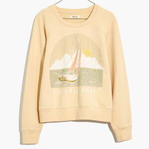 Madewell Let's Sail Away Cotton Crop Sweatshirt in Sandy Shore, XS